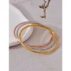 JINYOU 2673 Clássico 3.0*60/65mm Aço Inoxidável Pulseira Redonda 18K PVD Elegante Metal Simples Jóias Diárias À Prova D' Água - Image 2
