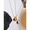 JINYOU 2869 Trendy Aço Inoxidável Smooth Metal Water Drop Pingente Colar Mulheres Declaração Textura Charme Diário Jóias Presente Novo - Image 2