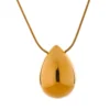 JINYOU 2869 Trendy Aço Inoxidável Smooth Metal Water Drop Pingente Colar Mulheres Declaração Textura Charme Diário Jóias Presente Novo