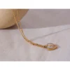 JINYOU 2933 Trendy Natural Shell CZ Aço Inoxidável Coração Flor Pingente Colar para Mulheres Temperamento Ouro Jóias Impermeável - Image 2