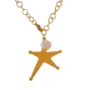 JINYOU 2876 Estrela De Aço Inoxidável Pérola Natural Moda Colar Pingente Cor De Ouro 18K PVD Banhado Atraente Jóias Diário Pescoço