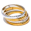 JINYOU 2875 Aço Inoxidável 60mm 316l Redonda Textura Pulseira Pulseira Ouro Prata Cor Metal Impermeável Jóias de Pulso Bijoux Presente