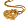 JINYOU 2903 Novo Aço Inoxidável Coração Amor Popular Colar Pingente Temperamento Moda Cor do Ouro Textura Romântico Jóias Presente