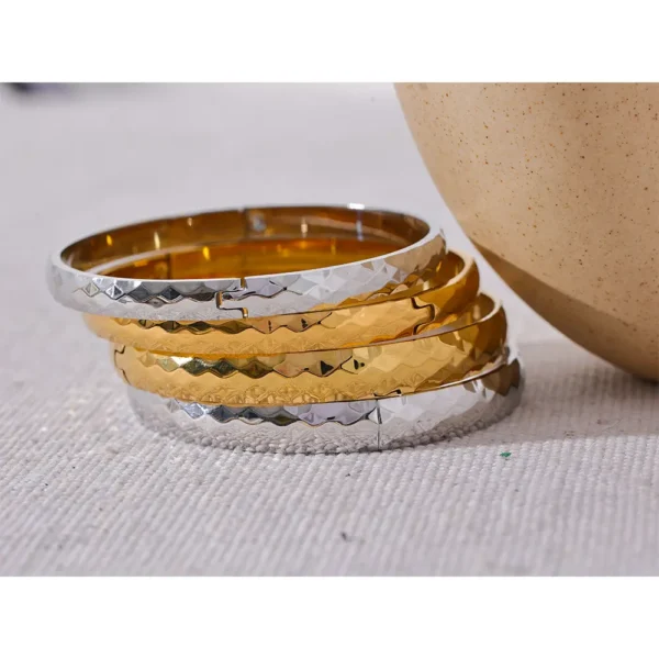 JINYOU 2875 Aço Inoxidável 60mm 316l Redonda Textura Pulseira Pulseira Ouro Prata Cor Metal Impermeável Jóias de Pulso Bijoux Presente - Image 2