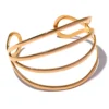 JINYOU 2794 Personalizado Aço Inoxidável Geométrico Oco Cuff Bracelet Bangle Gold Color Waterproof Metal Wrist Unusual Jewelry