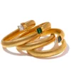JINYOU 2863 Branco Verde Preto Cubic Zirconia Aço Inoxidável Elastic Tendência Declaração Pulseira Pulseira de Alta Qualidade Golden Jewelry