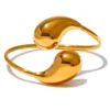 JINYOU 2865 Aço Inoxidável 316l Gota De Água Oco Pulseira Ajustável para As Mulheres 18K Ouro PVD Rust Proof Jóias Incomuns