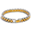 JINYOU 280 Homens 20cm Aço Inoxidável Metal Cadeia Cubana Pulseira Declaração 18K Banhado A Ouro Impermeável Jóias Bijoux