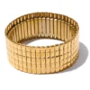 JINYOU 2956 Trendy 30mm Aço Inoxidável Elástico de Metal Pulseira Larga Pulseira Ouro Prata 18K PVD Banhado a Jóias de Alta Qualidade